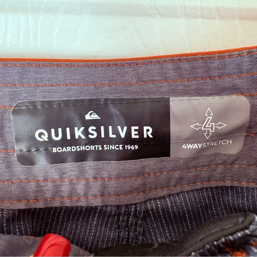 Quicksilver Surfsilk Tijuana 19” Boardshorts Blue Brown 34 Swim Shorts 4 Stretch